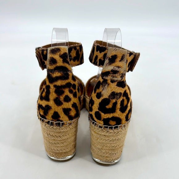Franco Sarto Camera Calf Hair Leopard Print Espadrilles Wedge Sandals - Picture 6 of 16